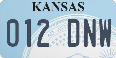 KS license plate 012DNW