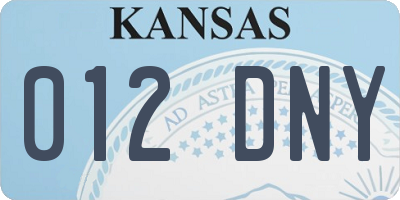 KS license plate 012DNY