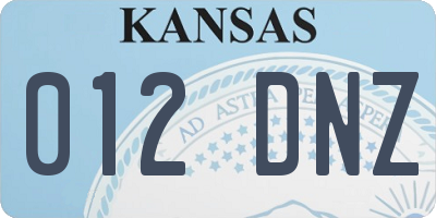 KS license plate 012DNZ
