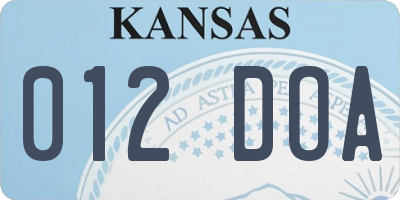 KS license plate 012DOA
