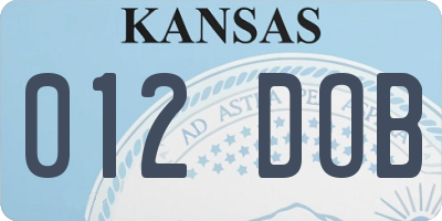KS license plate 012DOB
