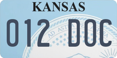 KS license plate 012DOC