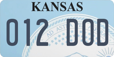 KS license plate 012DOD