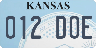 KS license plate 012DOE