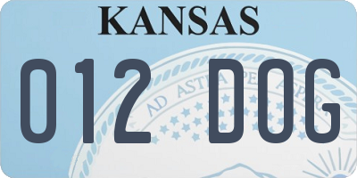 KS license plate 012DOG
