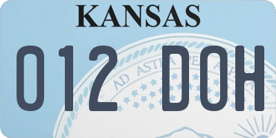KS license plate 012DOH
