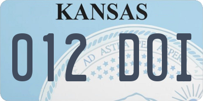 KS license plate 012DOI