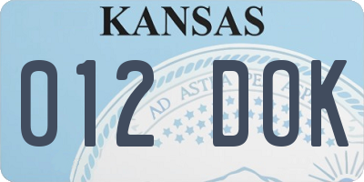 KS license plate 012DOK