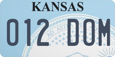KS license plate 012DOM