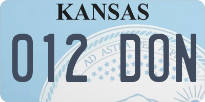 KS license plate 012DON