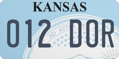 KS license plate 012DOR