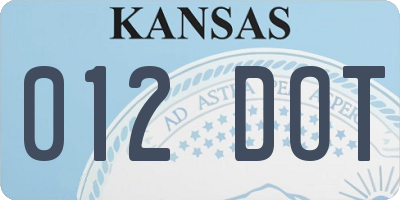 KS license plate 012DOT
