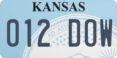 KS license plate 012DOW