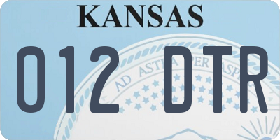 KS license plate 012DTR