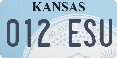 KS license plate 012ESU