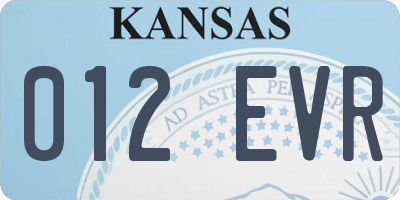 KS license plate 012EVR