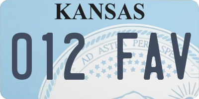 KS license plate 012FAV