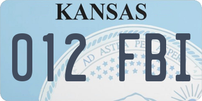 KS license plate 012FBI