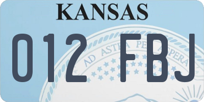 KS license plate 012FBJ