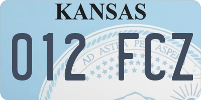 KS license plate 012FCZ