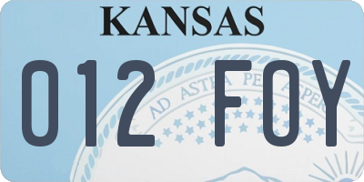 KS license plate 012FOY