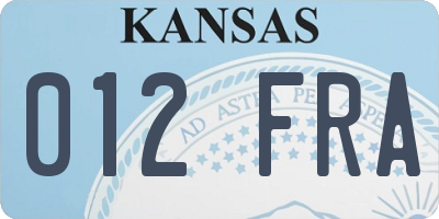 KS license plate 012FRA