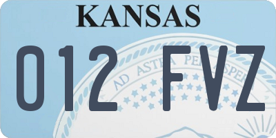 KS license plate 012FVZ