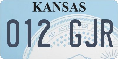 KS license plate 012GJR
