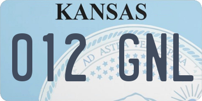 KS license plate 012GNL