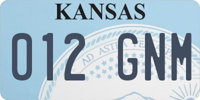 KS license plate 012GNM