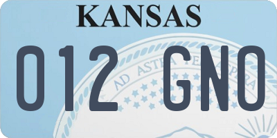 KS license plate 012GNO