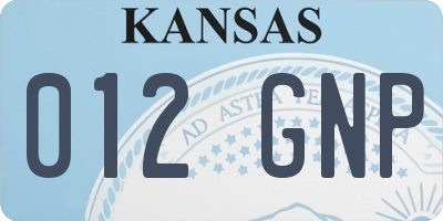 KS license plate 012GNP