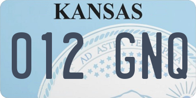 KS license plate 012GNQ