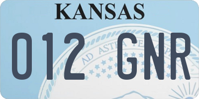 KS license plate 012GNR