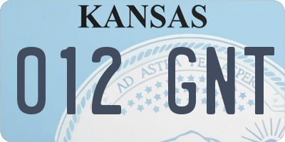 KS license plate 012GNT