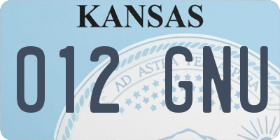 KS license plate 012GNU