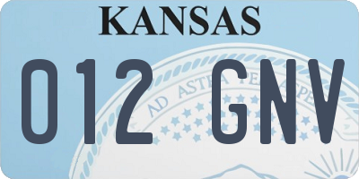 KS license plate 012GNV