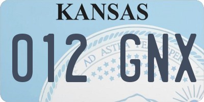 KS license plate 012GNX