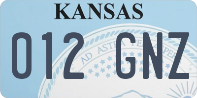 KS license plate 012GNZ