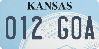 KS license plate 012GOA