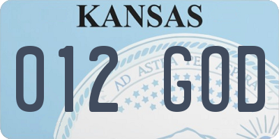 KS license plate 012GOD