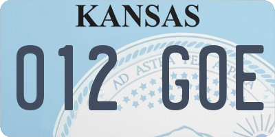 KS license plate 012GOE