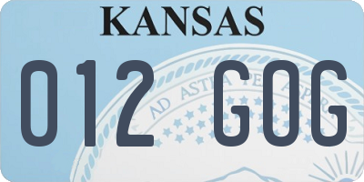 KS license plate 012GOG