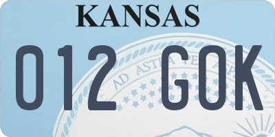 KS license plate 012GOK