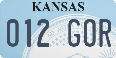KS license plate 012GOR