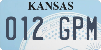 KS license plate 012GPM