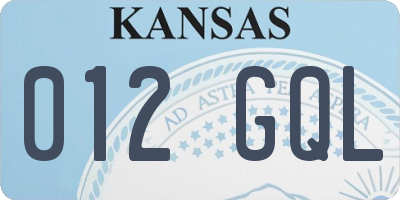 KS license plate 012GQL