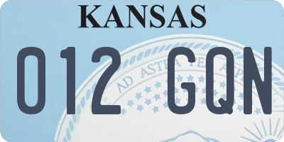 KS license plate 012GQN