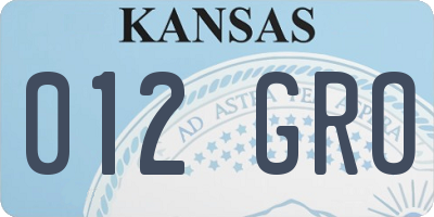KS license plate 012GRO
