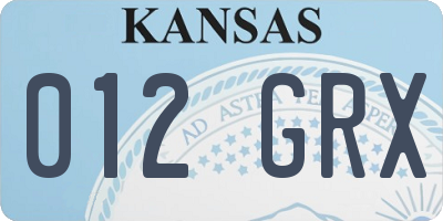 KS license plate 012GRX